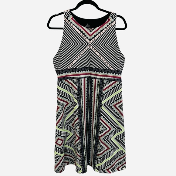 Prana Ariel geometric print athleisure sleeveless dress with built in bra XL - Picture 3 of 9